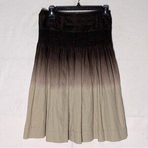 Effeti Moda Brown Tan Ombre Pleated Linen Skirt 4